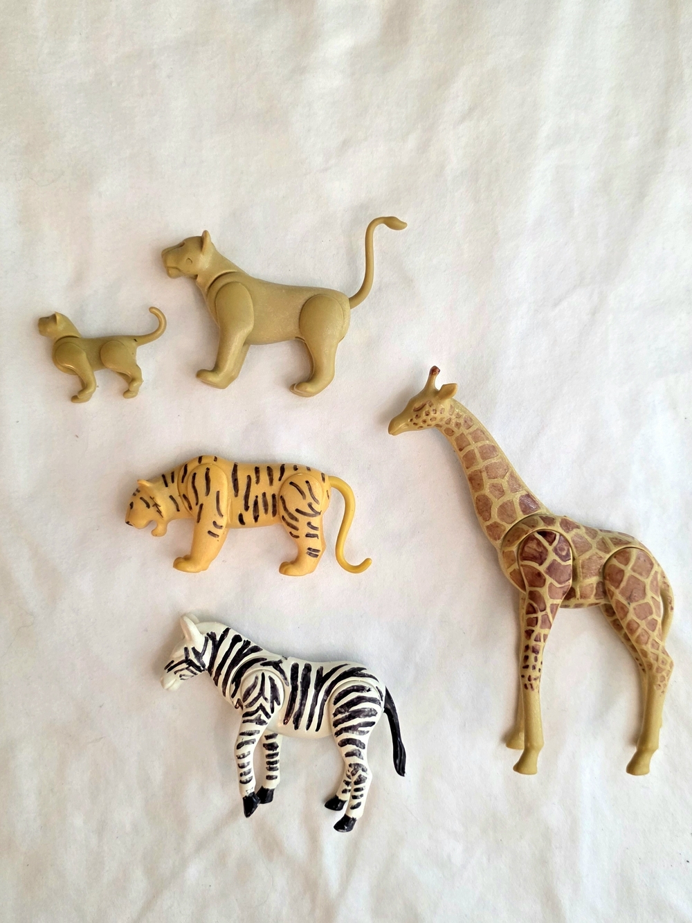 Vintage Playmobil Zoo Animals Toy Lot Of 5 Zebra Lion Tiger Giraffe Posable